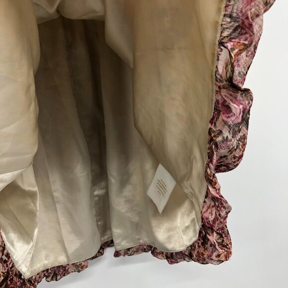 Guess by Marciano Sepia 100% Silk Floral A-line Short Sleeve Mini Dress S - Picture 9 of 16